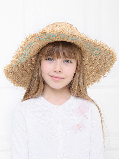 Соломенная шляпа с лентой и вышивкой IL Trenino - МодельОбщийВид
