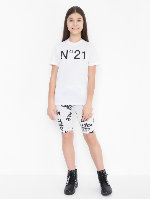 Хлопковая футболка с принтом N21 - МодельОбщийВид