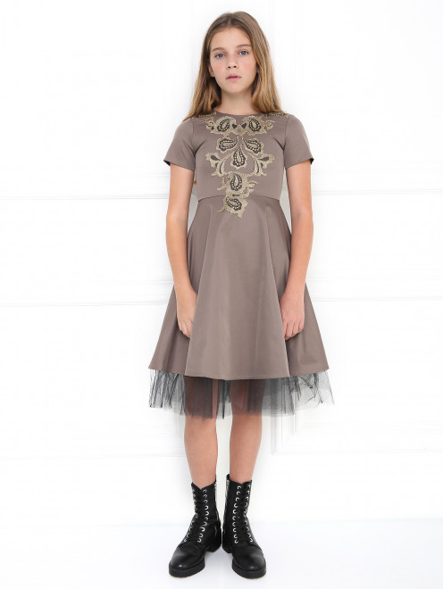 Платье-миди с кружевной отделкой Rhea Costa - МодельОбщийВид