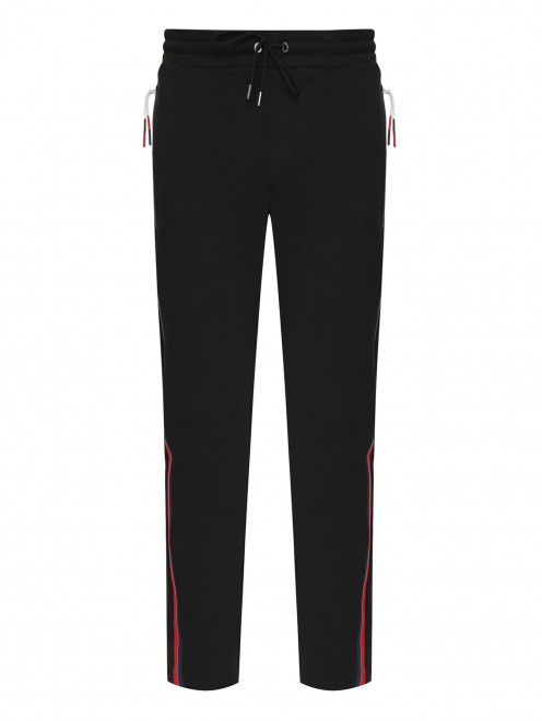 Трикотажные брюки из хлопка с контрастной отделкой Moncler - Общий вид