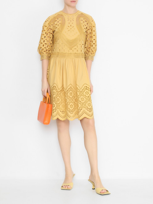 Платье-мини из смешанного хлопка с вышивкой Alberta Ferretti - МодельОбщийВид