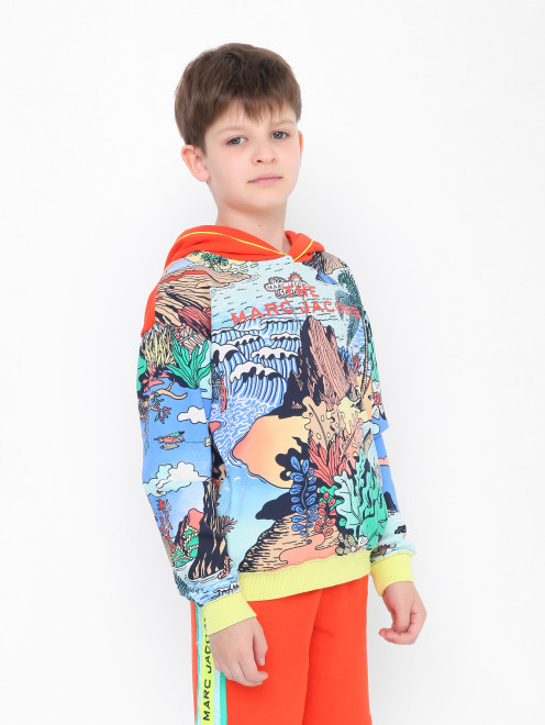Хлопковая толстовка с карманом Little Marc Jacobs - МодельВерхНиз