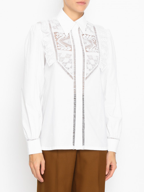 Блуза из хлопка с вышивкой Alberta Ferretti - МодельВерхНиз