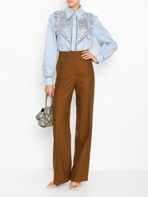 Блуза из хлопка с вышивкой Alberta Ferretti - МодельОбщийВид