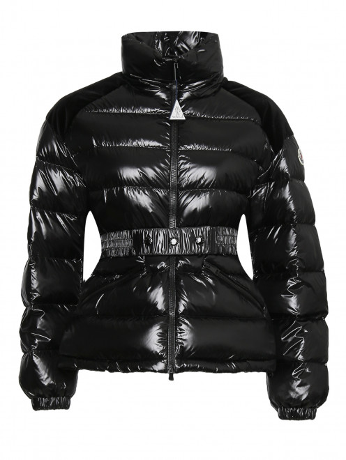 Куртка пуховая на молнии с декоративными вставками на плечах Moncler - Общий вид