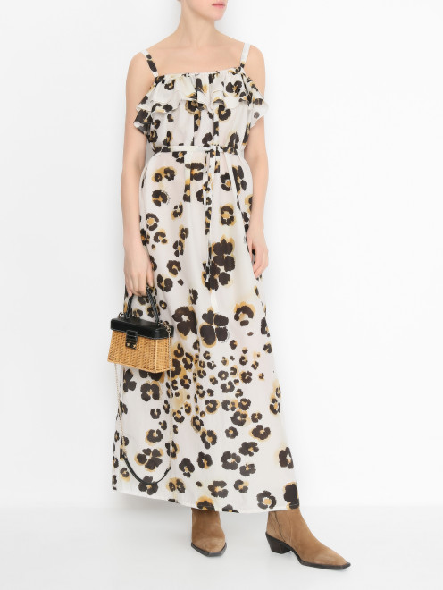 Платье из хлопка и шелка с узором Moschino Boutique - МодельОбщийВид