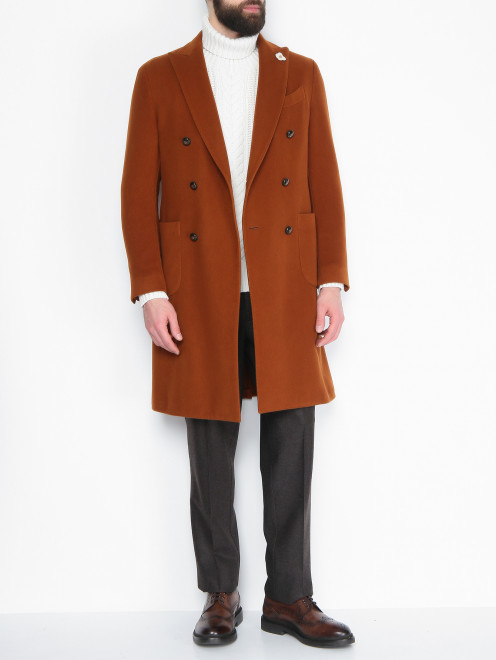 Двубортное пальто из кашемира с накладными карманами LARDINI - МодельОбщийВид