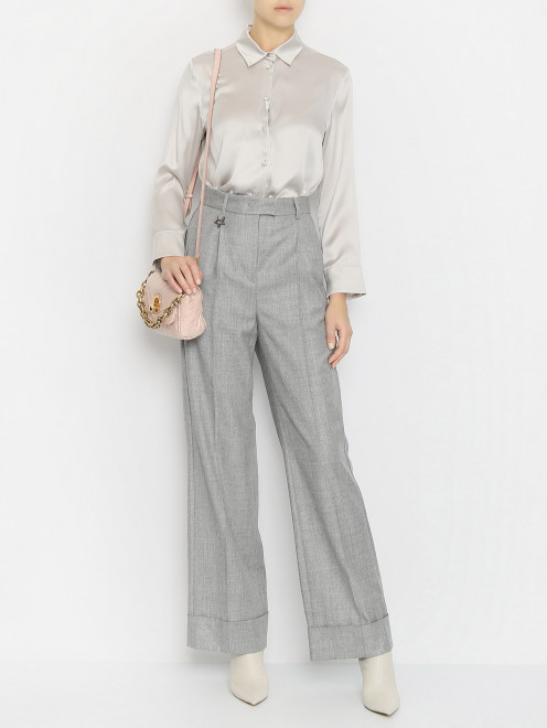 Широкие брюки из шерсти с карманами Lorena Antoniazzi - МодельОбщийВид