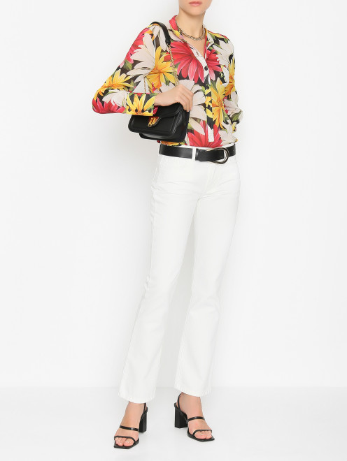 Блуза из смешанного шелка с цветочным узором Etro - МодельОбщийВид
