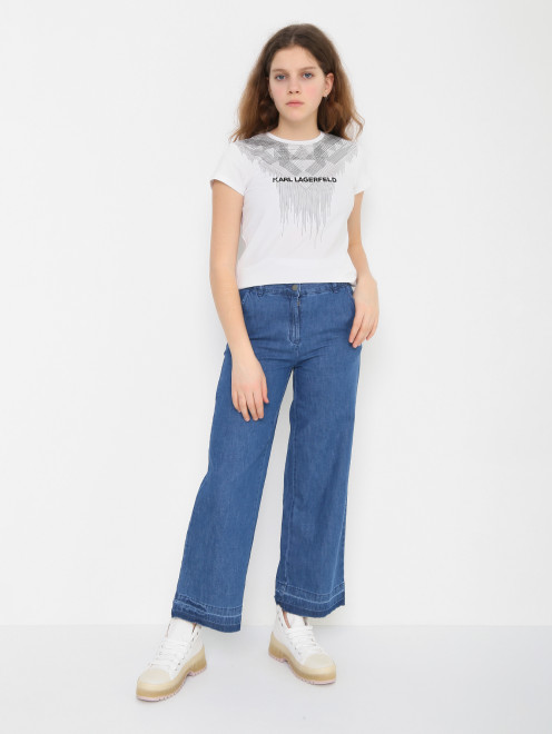 Широкие джинсы из хлопка Stella McCartney kids - МодельОбщийВид