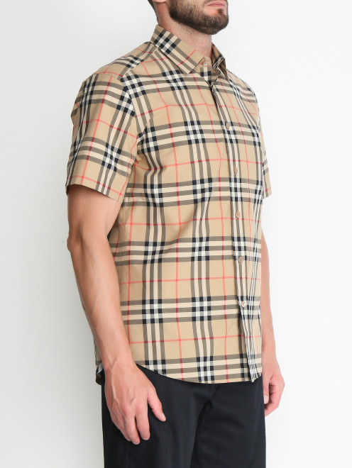 Рубашка из хлопка с узором Burberry - МодельВерхНиз