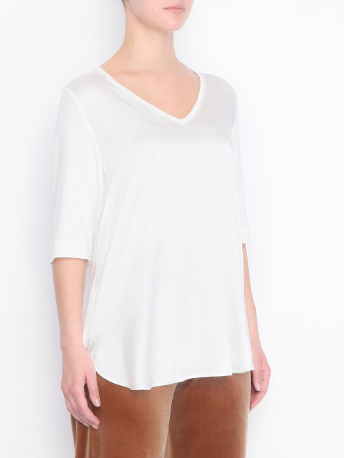 Блуза из смешанного шелка с V-образным вырезом Marina Rinaldi - МодельВерхНиз