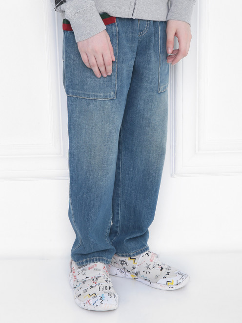 Джинсы на резинке с накладными карманами Gucci - МодельВерхНиз