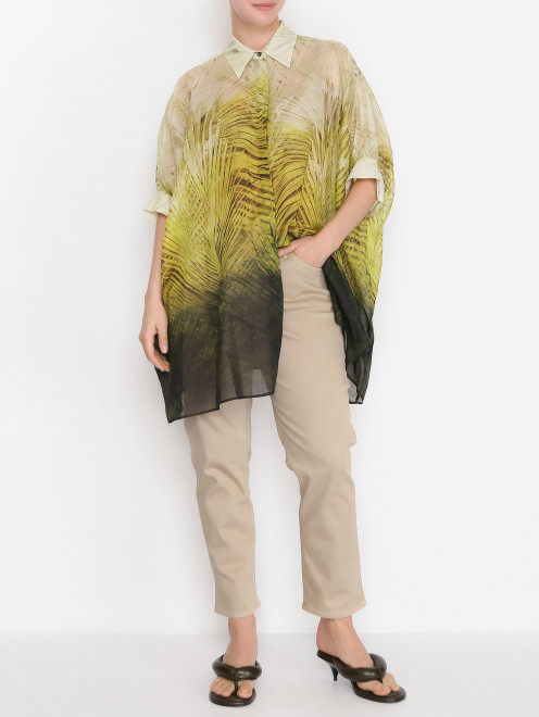Блуза из хлопка и шелка с узором Marina Rinaldi - МодельОбщийВид