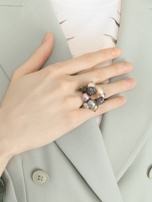 Кольцо из бусин с кристаллами Anna Slavutina - МодельОбщийВид