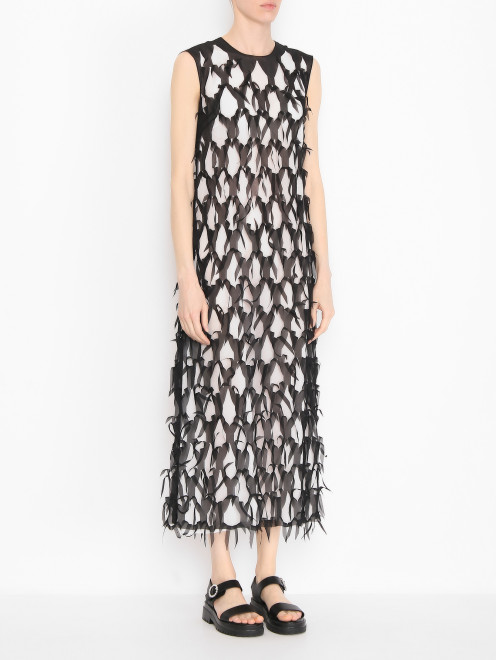 Платье из шелка с необработанными разрезами Maison Margiela - МодельВерхНиз