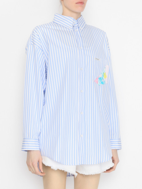 Рубашка из хлопка в полоску Forte Dei Marmi Couture - МодельВерхНиз