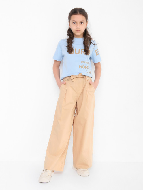 Хлопковые брюки с поясом Elisabetta Franchi - МодельОбщийВид