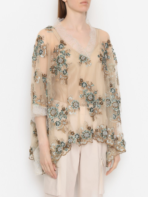 Блуза из сетки, декорированная кристаллами Antonio Marras - МодельВерхНиз