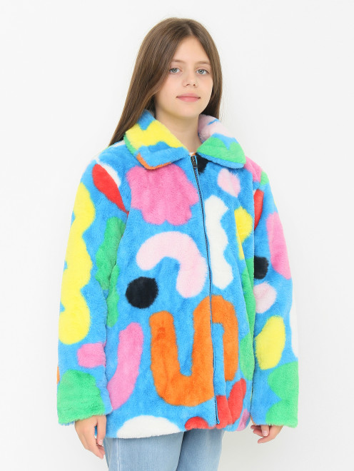 Пальто из искуственного цветного меха Stella McCartney kids - МодельВерхНиз