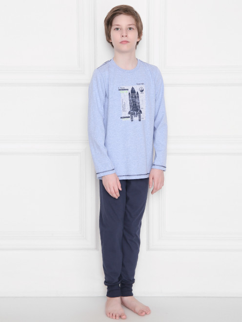 Пижама хлопковая с принтом  Sanetta - МодельОбщийВид