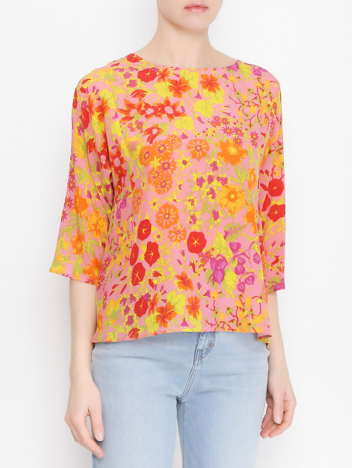 Блузка из шелка в цветочный принт Weekend Max Mara - МодельВерхНиз
