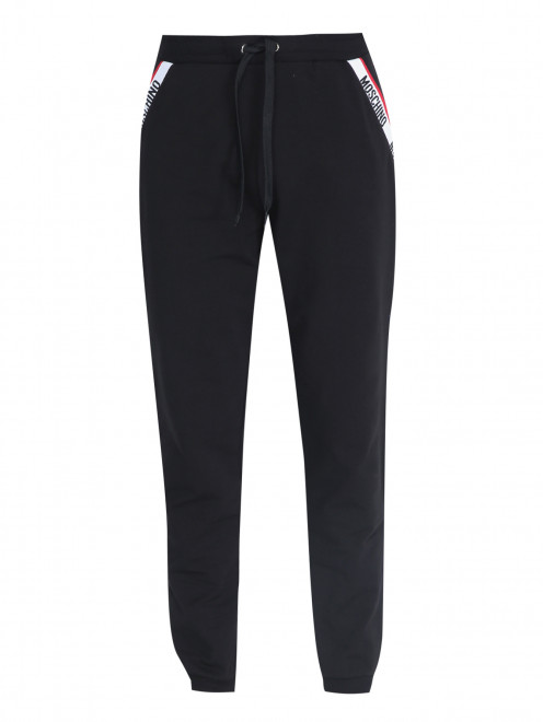 Трикотажные брюки из хлопка с контрастной отделкой Moschino Underwear - Общий вид