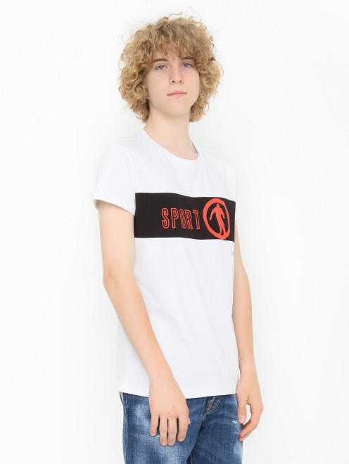 Хлопковая футболка со вставкой Bikkembergs - МодельВерхНиз