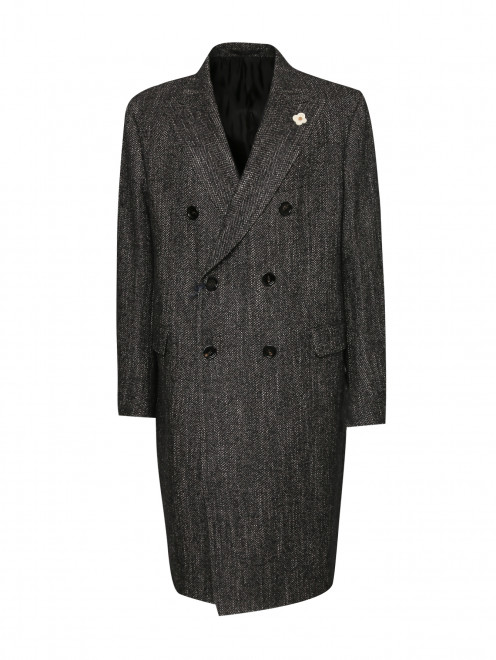 Двубортное пальто из шерсти с узором LARDINI - Общий вид