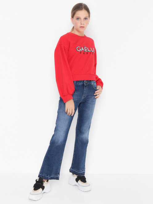 Хлопковые джинсы с принтом Gaelle - МодельОбщийВид