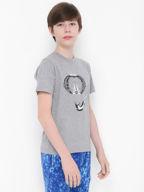 Хлопковая футболка с принтом Stone Island - МодельВерхНиз