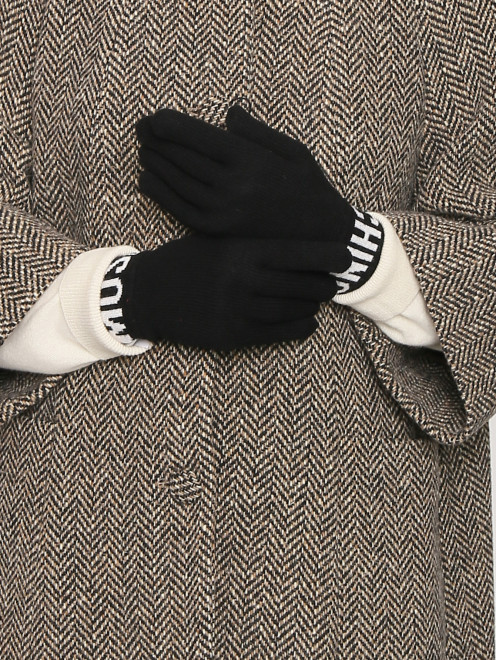 Перчатки из смешанной шерсти с узором Moschino - МодельОбщийВид