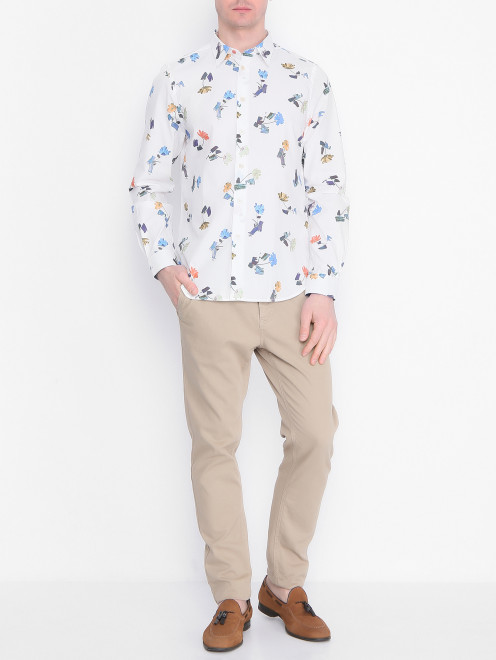 Рубашка из хлопка с цветочным узором Paul Smith - МодельОбщийВид