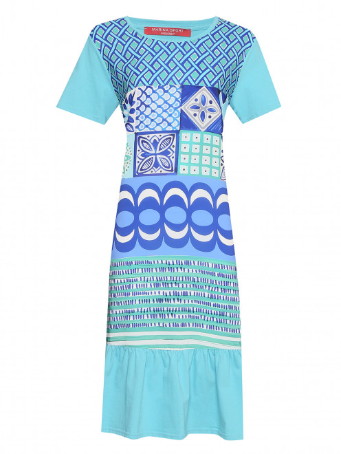 Платье из смешанного хлопка с узором Marina Rinaldi - Общий вид