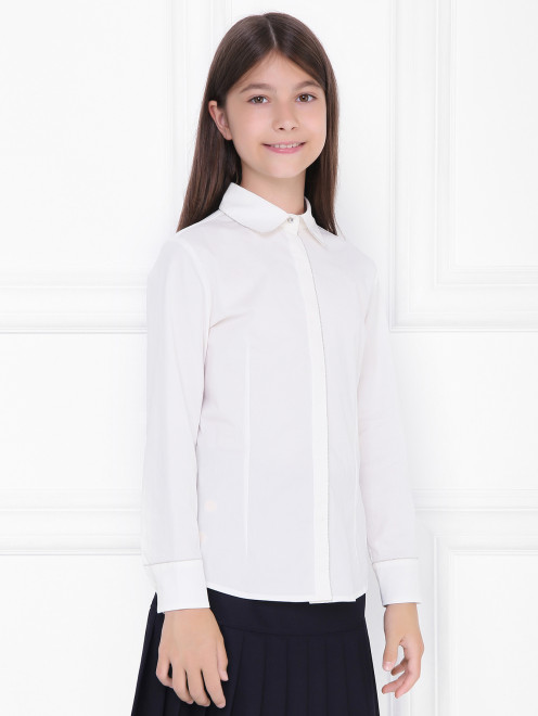 Блуза из хлопка с трикотажной спинкой Aletta Couture - МодельВерхНиз