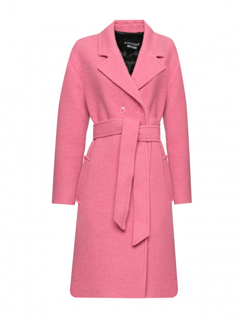 Двубортное пальто из смешанной шерсти с поясом Moschino Boutique - Общий вид