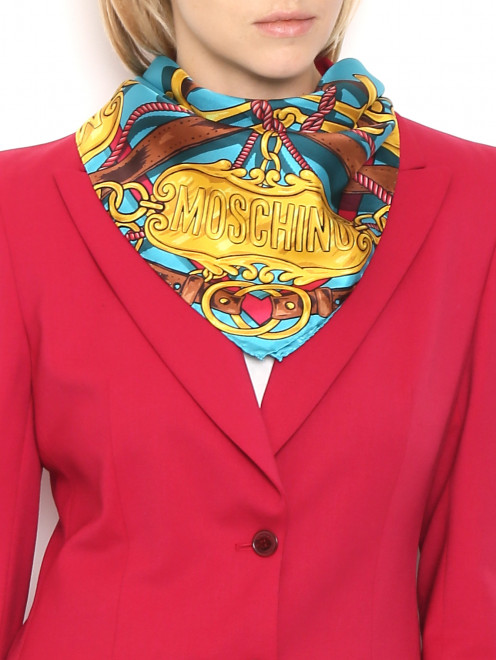 Платок из шелка с узором и логотипом Moschino - МодельОбщийВид