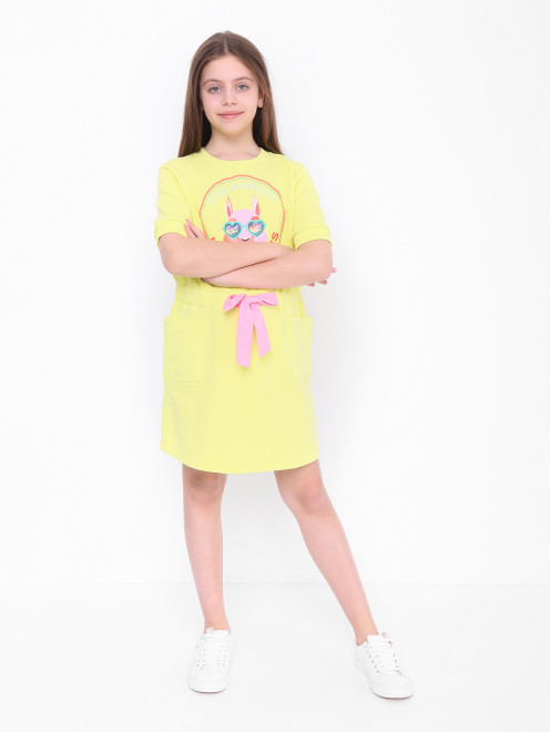 Хлопковое платье с накладными карманами Little Marc Jacobs - МодельОбщийВид