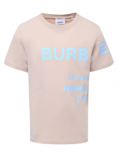 Хлопковая футболка с принтом Burberry - Общий вид